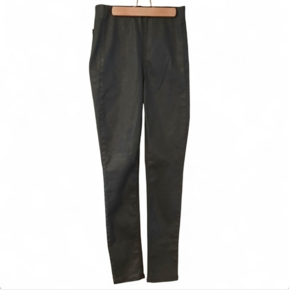 RAG & BONE Coated Pull On Highrise Jeans Pants Cotton Stretch Army Green S 4 - Picture 5 of 14